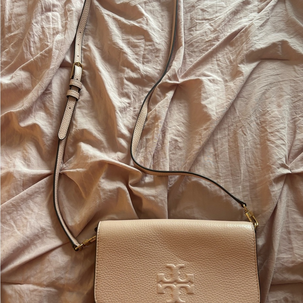 Tory Burch Tan Crossbody Bag with Embossed Logo